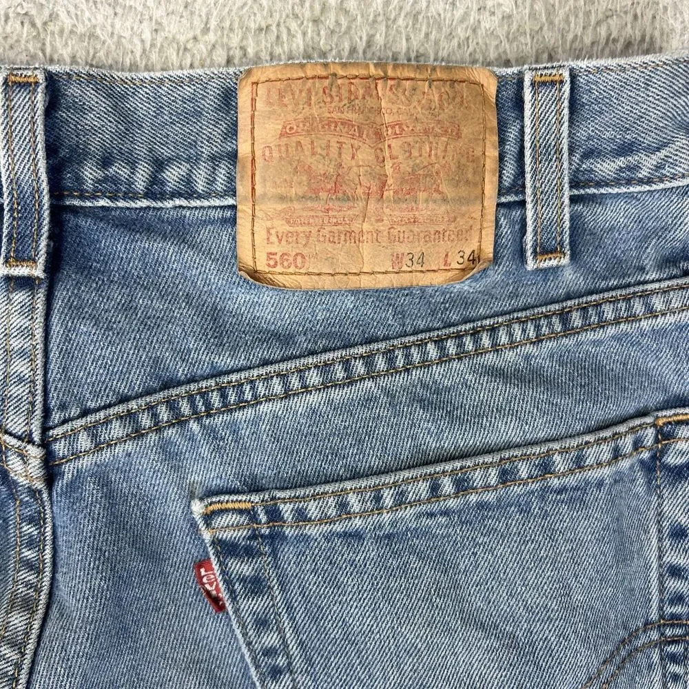 Vintage Levis 550 Jeans Mens 34x34 Blue Denim Pants‎ Paint Stain Distressed Y2K